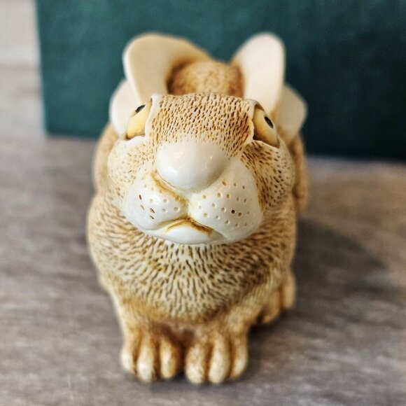 Vintage Harmony Kingdom Rabbit Bunny Trinket Box Figurine All Ears #TJRA England - Picture 5 of 10